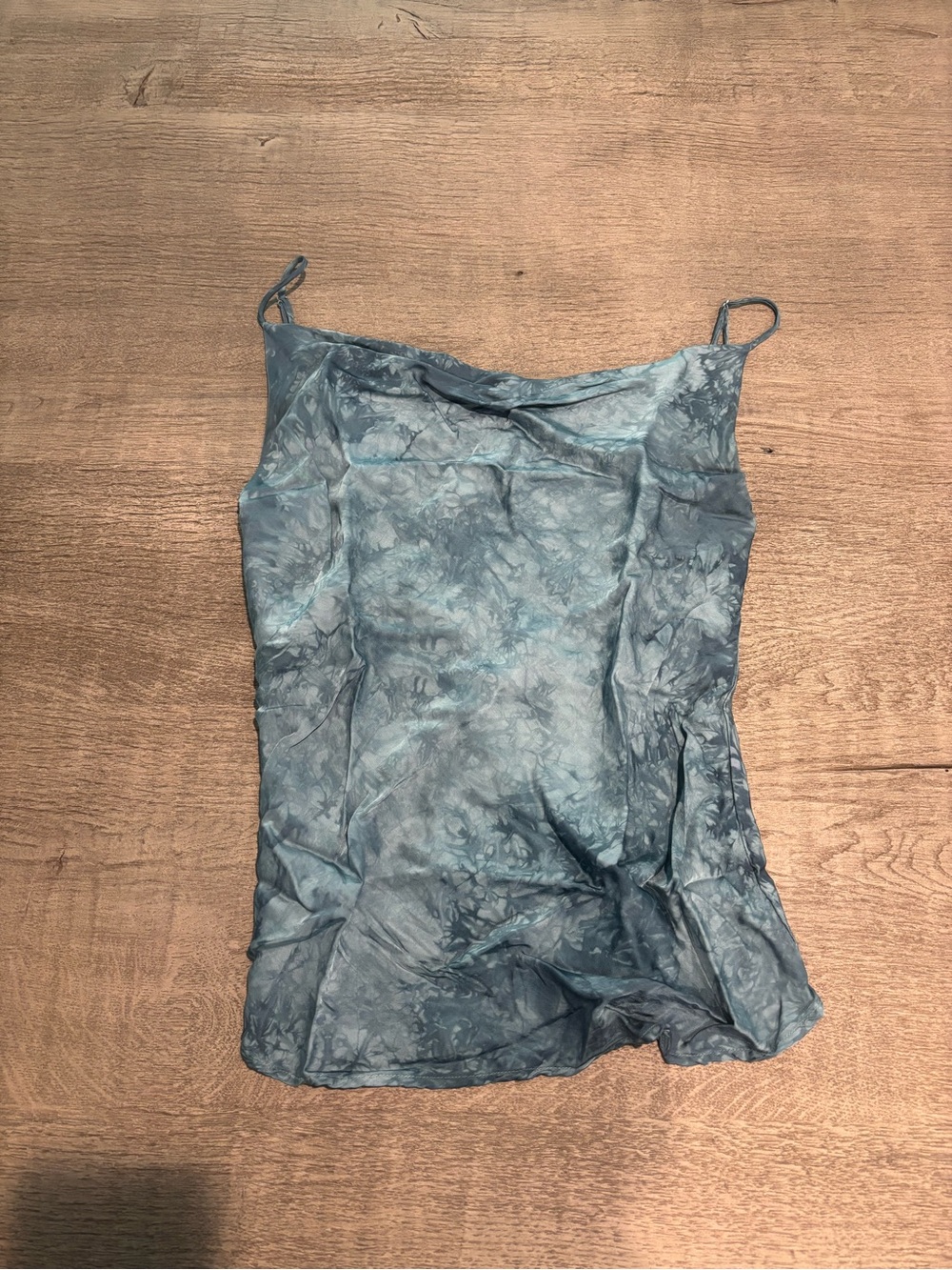 Blue Life Teal Marble Satin Cami